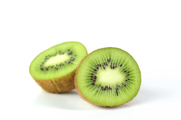Naklejka na ściany i meble Sliced kiwi. Kiwi. Healthy food. Tropical fruit. Still life. Juicy kiwi isolated on white background
