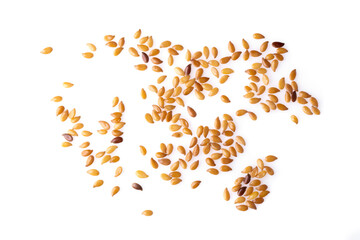 Flax seed Healthy food isolated on a white background.  Breakfast ingredients. Dieting and lose weight.