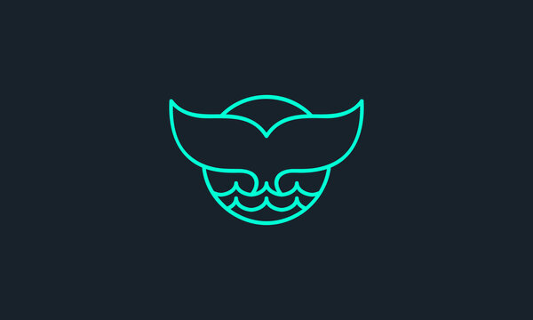 Creative Vector Illustration Logo Design. Minimal Whale in the Sea Concept.