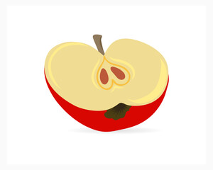Doodle apple icon isolated on white. Fruit, kids hand drawing apple. Vector stock illustration. EPS 10
