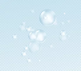Foto op Plexiglas Realistic soap bubble isolated on transparent background. Real transparency effect. Water foam bubbles set. Vector illustration © vik_y