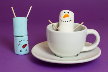 Marshmallows on a colorful background.
