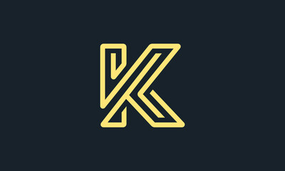 Creative Vector Illustration Logo Design. Initial Line Letter K Concept.