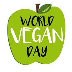 Illustration of World Vegetarian Day for social media post , postcard, banner, greetingcard, emblem, sticker, flyer. World Vegan Day poster.  1 november.