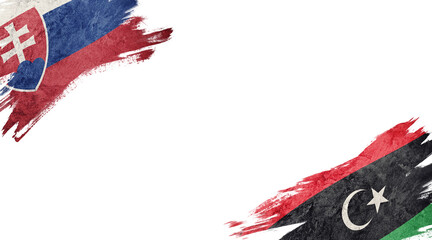 Flags of Slovakia and Libya on white background