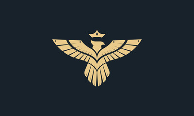 Creative Vector Illustration Logo Design. Luxury Crown Eagle Bird Concept.