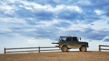 Car on top of the mountain