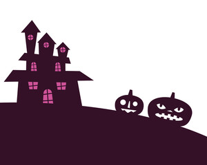 halloween pumpkins cartoons and house vector design