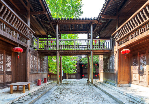 Chinese style traditional wooden building