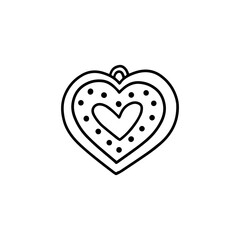  Heart shaped gingerbread cookie in the Doodle style