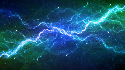 Blue plasma, abstract electrical lightning