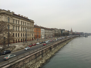 landscape of Budabest, Hungary on Danube river