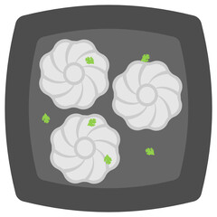 Khinkali on Plate Concept, Georgian dumpling Vector Icon Design, National Dish of Georgia Sign,Traditional cuisine Symbol, Gourmet food cooking and restaurant 