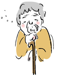 居眠りするおじいちゃんのイラスト Illustration of a dozing old man