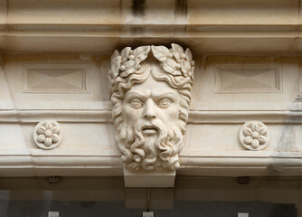 Carved Stone Head Above Doorway In Valletta, Malta