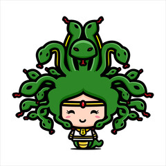 cute medusa character vector design