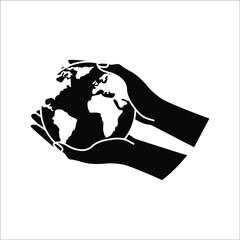 Hand holding world globe icon. Vector concept illustration for design. color editable.