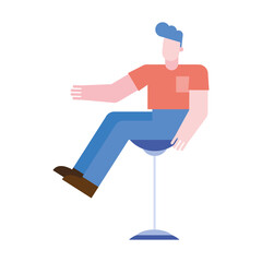man cartoon on chair vector design