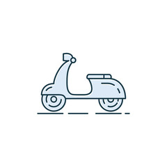 Moped flat line icon. Scooter linear symbol. Vector illustration isolated on white.