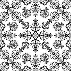 Vector illustration, of damask floral pattern drawing.