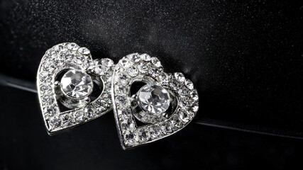 Heart Shape Ear Stud with Diamond Gems Hand-Made