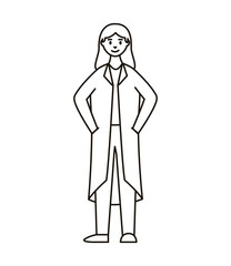 woman doctor worker avatar character line style icon