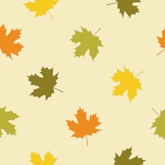 Naklejka na ściany i meble Seamless pattern with autumn maple leafs. Vector illustration