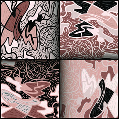 Set of urban hand drawn seamless backdrops with creative patterns