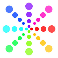 Cercles multicolores disposés en étoile