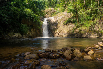 Waterfall background Chae Son National Park Lampang Thailand.