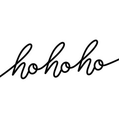 Ho Ho Ho modern monoline brush bounce calligraphy ink in black isolated on white background trendy lettering vector illustration for design.