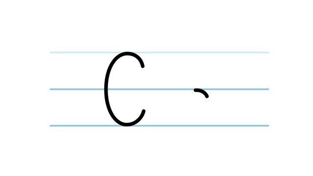 C letter writing cartoon animation. Compatibile part of alphabet serie. Handwriting educational style for children. Good for education movies, presentation, learning alphabet, etc...