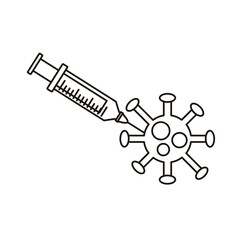 covid19 particle and syringe line style icon