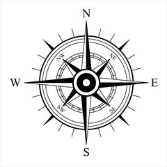 Wind Rose. Vector compass on an isolated background. Direction North, West, South, East. Vector symbol.   © Hannet
