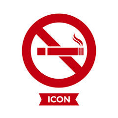 No Smoking sign icon. Cigarette symbol. Graphic design element. Flat no smoking symbol on white background. Eps 10 vector illustration.