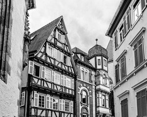 Colorful timbered buildings in the old town of Tübingen, Baden-Württemberg, Germany