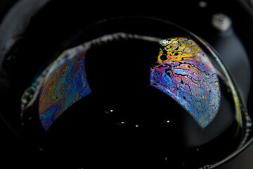colorful soap Bubble Ball with black background.
