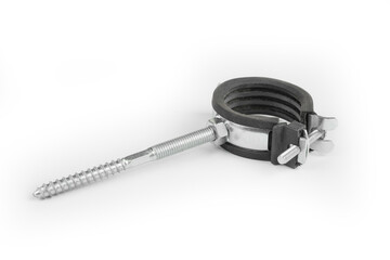 Metal pipe holder with a ring and bolt