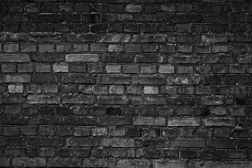 Grunge black brick wall background texture