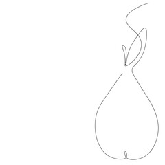 Pear fruit line drawing. Vector illustration