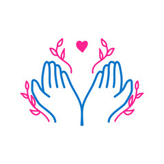 Support and care hand gesture with love. forgiveness or praise concept