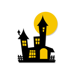 illustration of ghost houses. Halloween theme. Design elements for poster, greeting card, invitation. Vector illustration