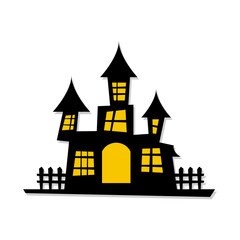 illustration of ghost houses. Halloween theme. Design elements for poster, greeting card, invitation. Vector illustration