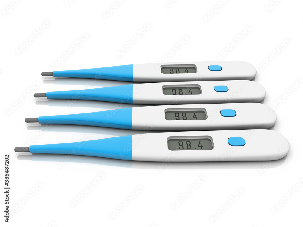 Poster 3d rendering fever checking electrical thermometer