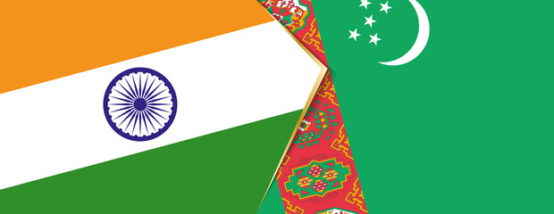 India and Turkmenistan flags, two vector flags.