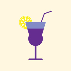 Cocktail icon vector flat design. Vector design