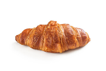 Fresh French croissant from the bakery, with a toasted crust, on a white background