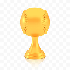 Winner baseball cup award, golden trophy logo isolated on white transparent background