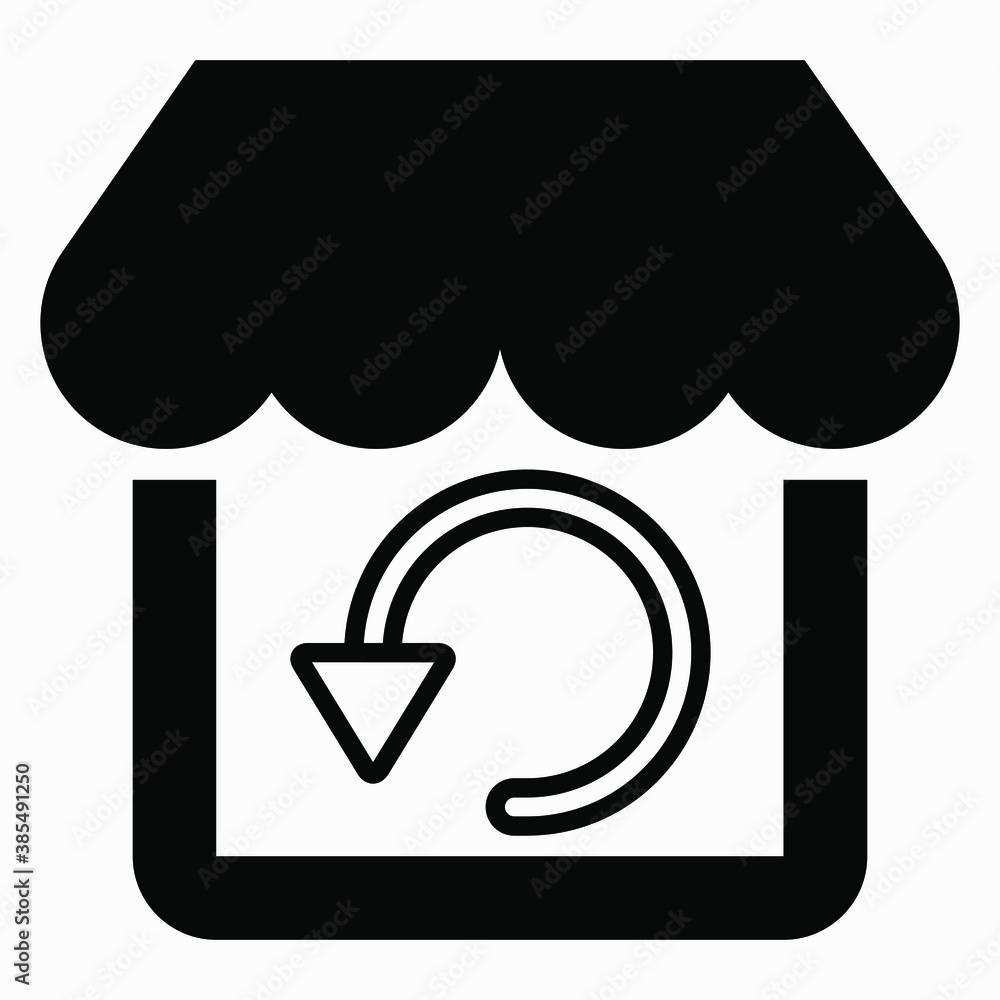 Poster reloading the online store. shop and round arrow. site update. vector icon.