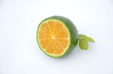 Fototapeta na wymiar sliced orange fruit isolated on white background.
